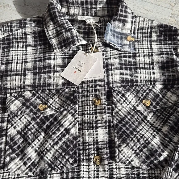 NWT Beachlunchlounge Shacket Shirt Jacket Size XS Small Flannel - Picture 3 of 10
